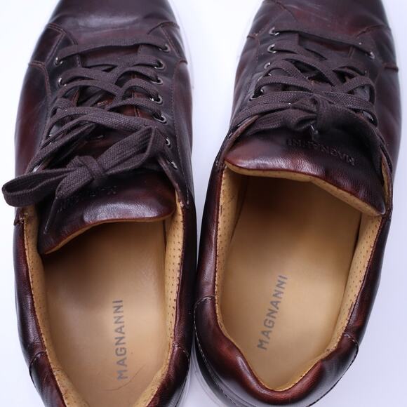 MAGNANNI Huston Cup Sneaker Mid Brown Leather Lace Up Low Top Men's 11 - Picture 5 of 10